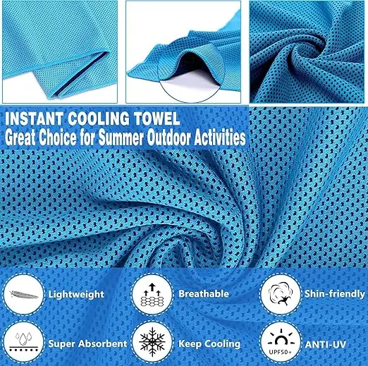Custom Logo Quick Dry Ice Towel Soft Lightweight Cooling Microfiber Sports Gym Towel - Image 4