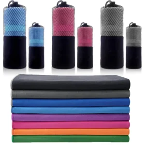 Custom Logo Quick Dry Microfiber Suede Beach Towels Lightweight In Stock Low MOQ