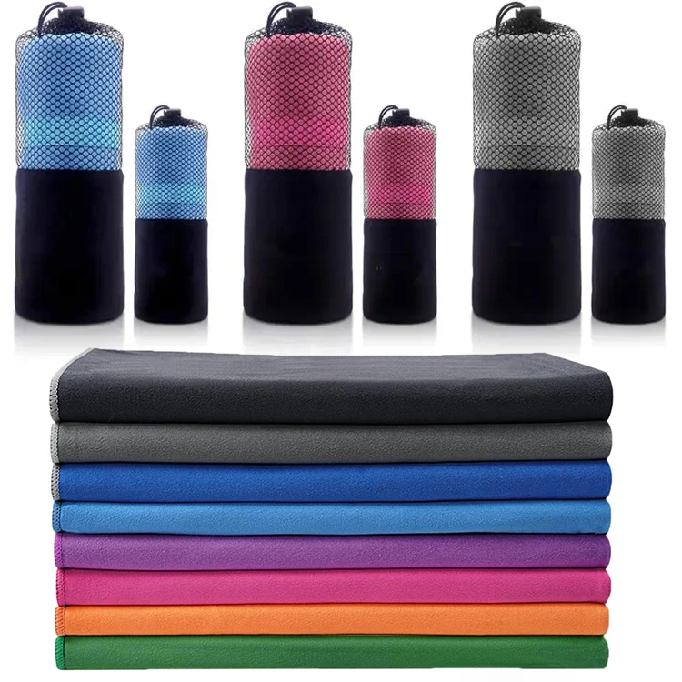 Custom Logo Quick Dry Microfiber Suede Beach Towels Lightweight In Stock Low MOQ