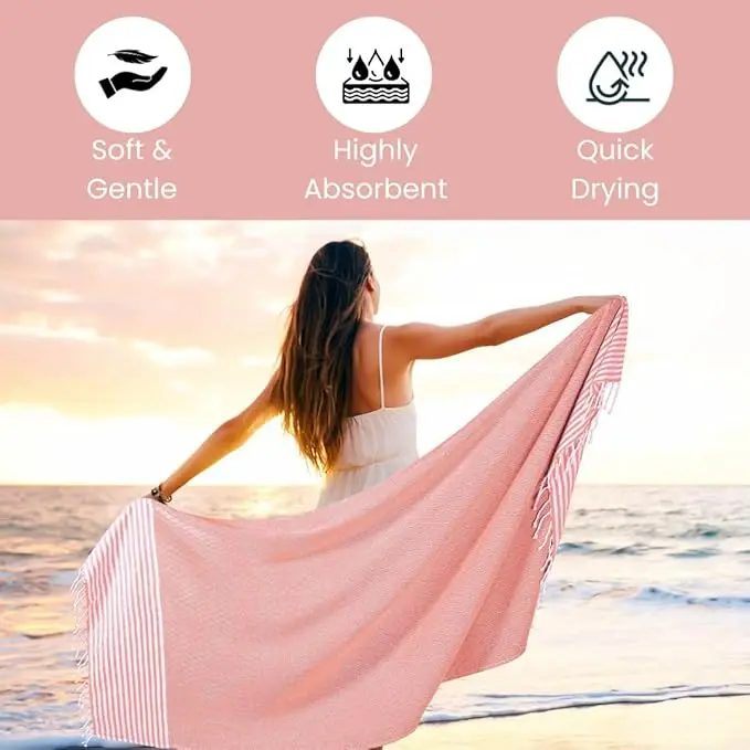 Custom Logo Quick Dry Soft Lightweight Wearable Large Waffle Microfiber Beach Towel - Image 2