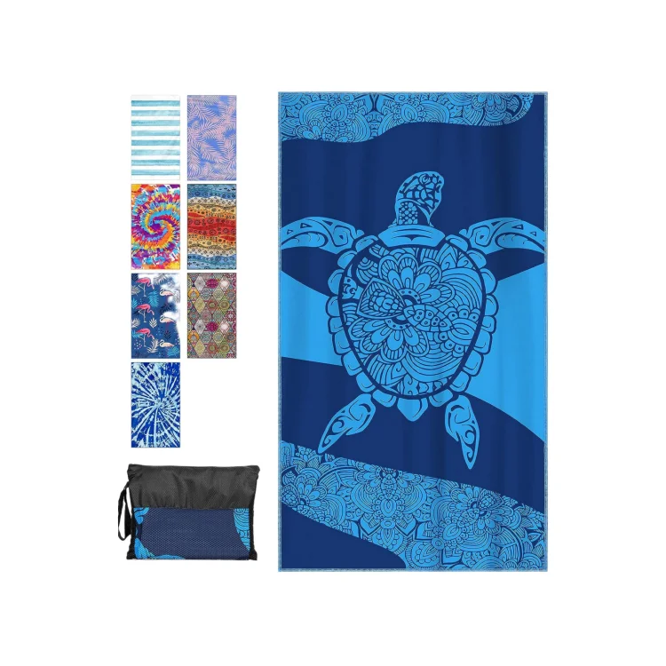 Custom Logo Sand Free Microfiber Beach Towel Large Quick Dry Summer