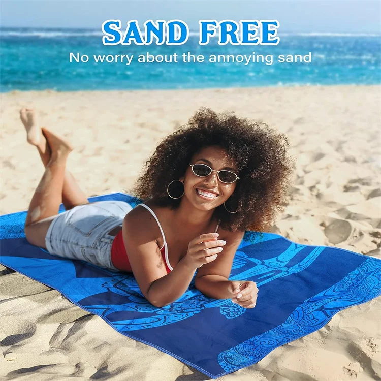Custom Logo Sand Free Microfiber Beach Towel Large Quick Dry Summer - Image 4
