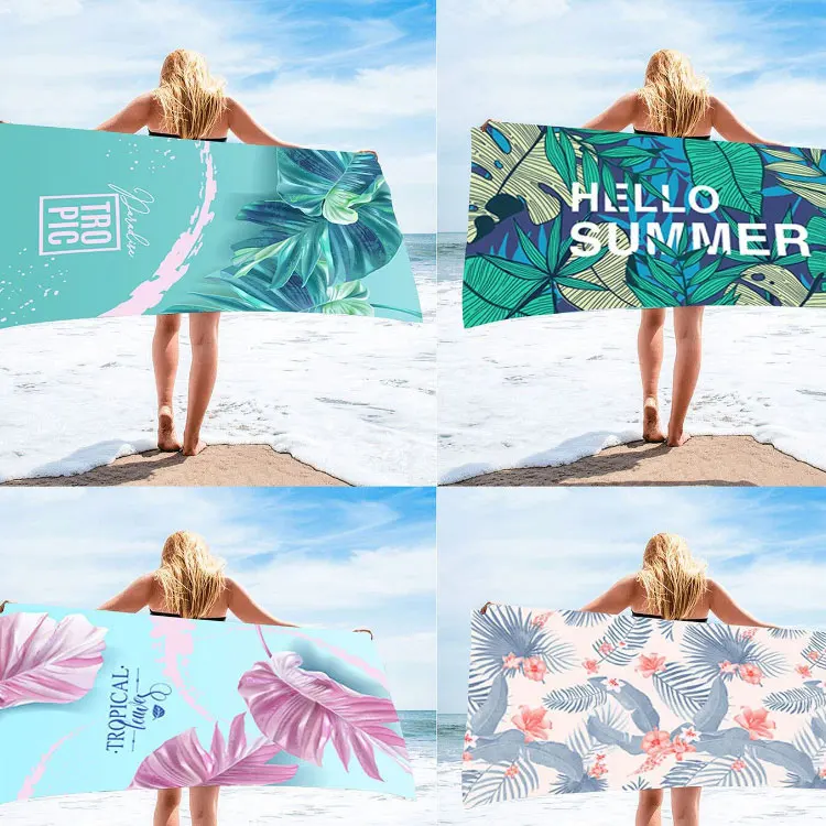 Custom Logo Sand-Free Microfiber Beach Towel Quick Dry Large Travel - Image 2