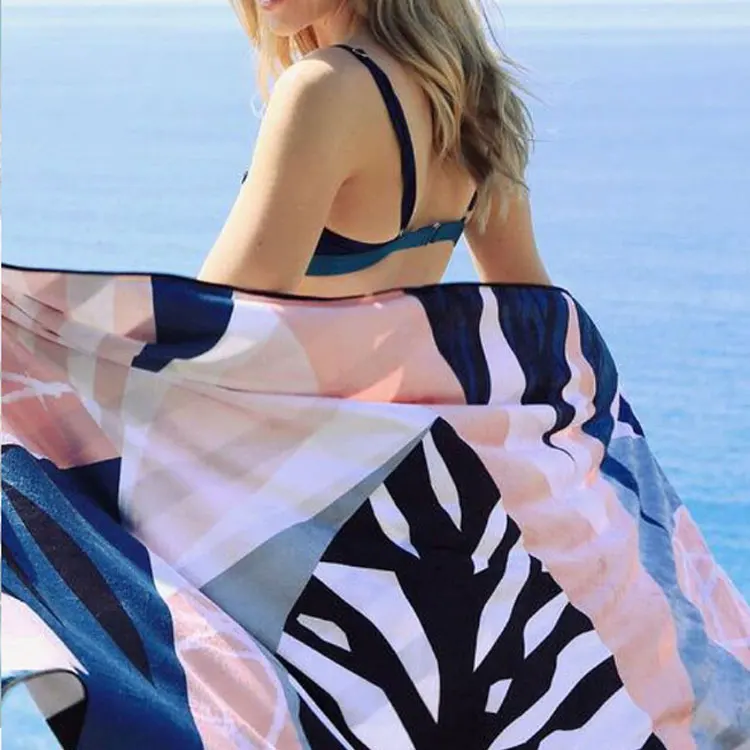 Custom Logo Sand-Free Microfiber Beach Towel Quick Dry Large Travel - Image 6