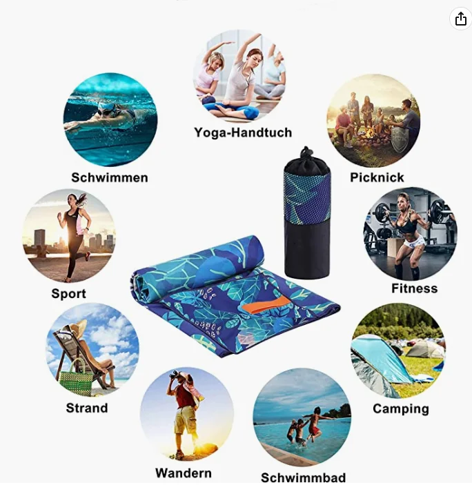 Custom Logo Sand Free Quick-dry Microfiber Beach Towel Customization Outdoor - Image 3