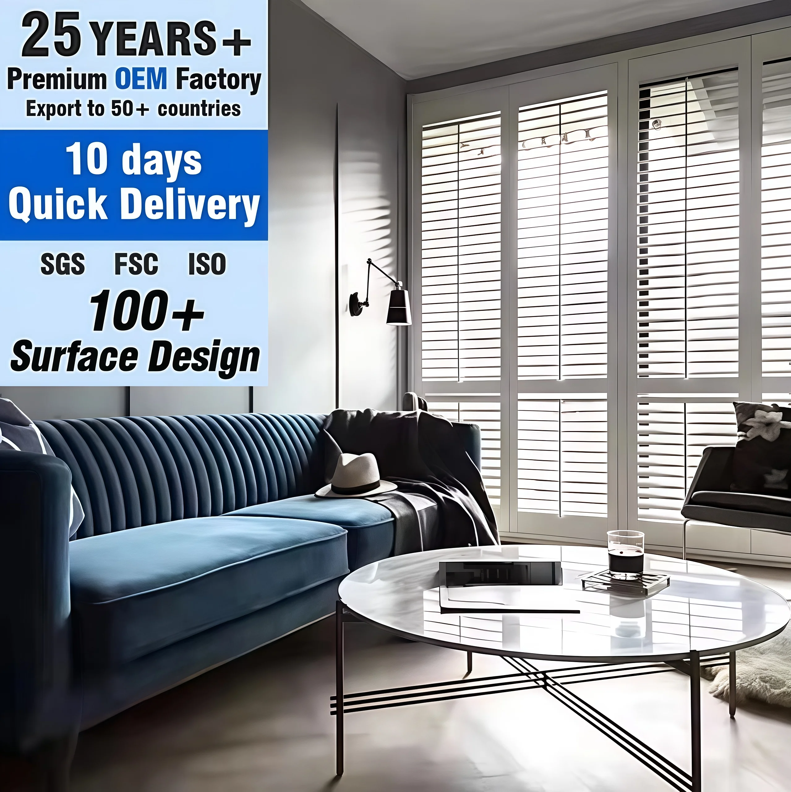 Custom Made PVC Shutters Flame Retardant Eco-Friendly UV Blocking - Image 2