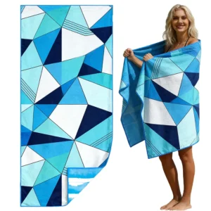 Custom Microfiber Beach Towel with Carry Bag Quick Dry Double Sided Printed Sports Pattern Sand Free