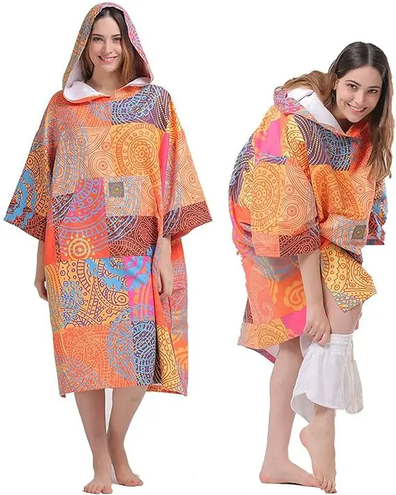 Custom Microfiber Towel Poncho Printed Beach Robe Terry Adults Outdoor Recycled - Image 2