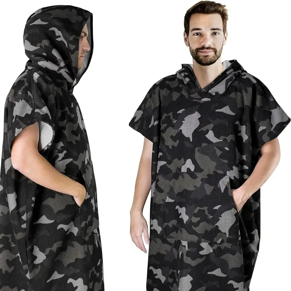 Custom Microfiber Towel Poncho Printed Beach Robe Terry Adults Outdoor Recycled - Image 3