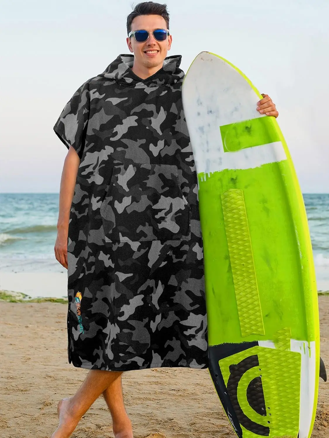 Custom Microfiber Towel Poncho Printed Beach Robe Terry Adults Outdoor Recycled - Image 4