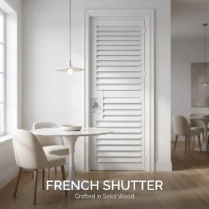 Custom Painted French Door Shutters Solid Paulownia Wood Built-In or Outside Mount