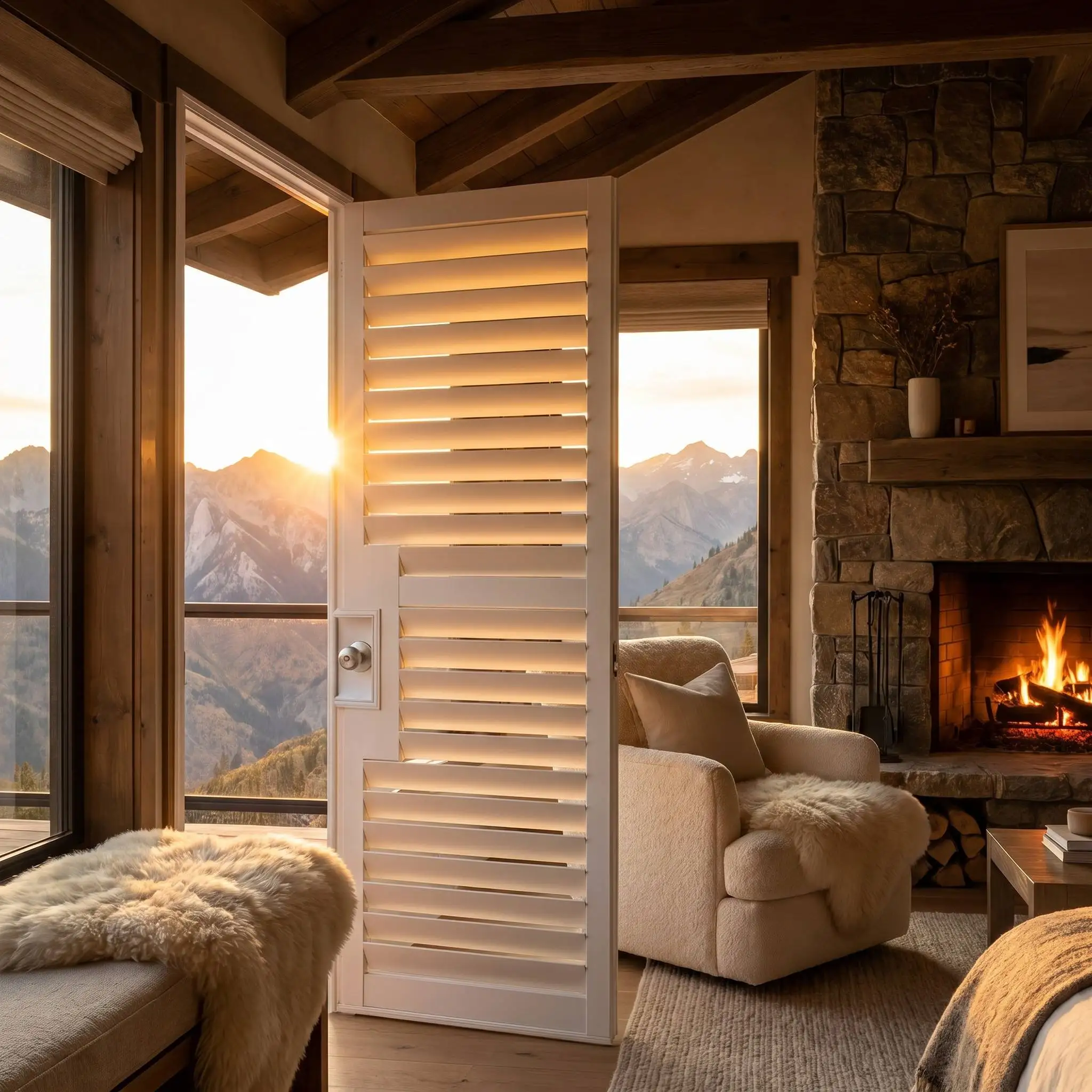 Custom Painted French Door Shutters Solid Paulownia Wood Built-In or Outside Mount - Image 2