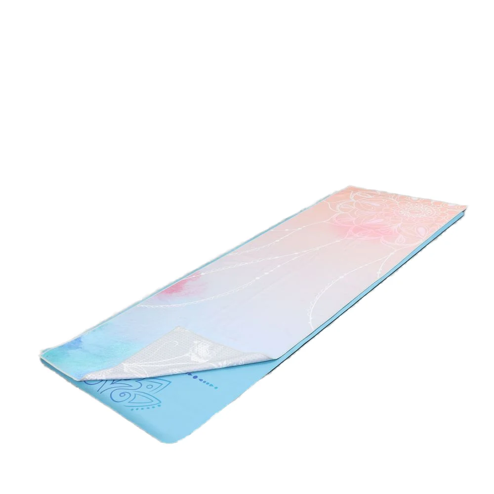 Custom Printed Adult Yoga Mat Towel Anti Slip Fast Drying Microfiber Cover