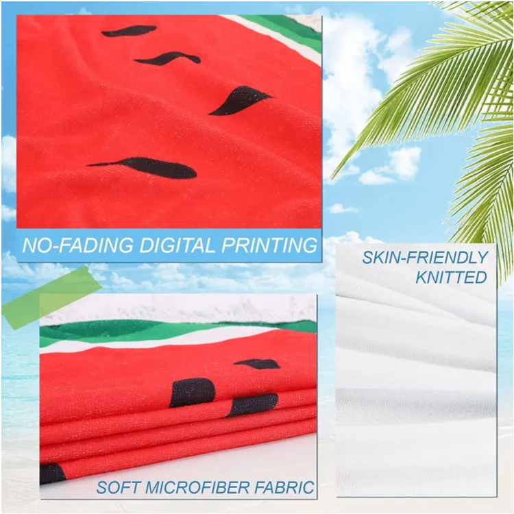 Custom Printed Double Sided Large Soft Beach Towel with Tassel Square Design Logo - Image 4