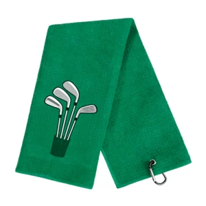 Custom Printed Logo Microfiber Waffle Golf Towel with Carabiner