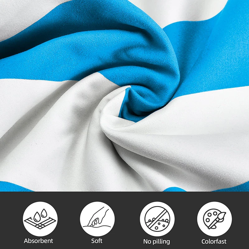 Custom Printed Microfiber Beach Towel Quick Dry Sand-Free Sports Polyester Travel - Image 2
