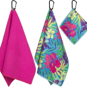 Custom Printed Microfiber Golf Towel with Hook - High Quality Waffle Weave