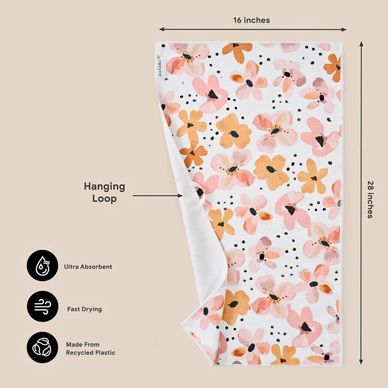 Custom Printed Microfiber Kitchen Hand Towel Waffle High Absorbent Soft Durable Dish Towel - Image 3