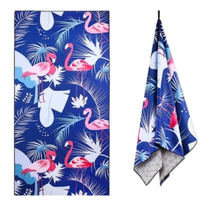 Custom Printed Microfiber Luxury Beach Towel Quick Dry Oversize Sand-Free Sports Pattern Light Weight Compressed Zipper-Pocket