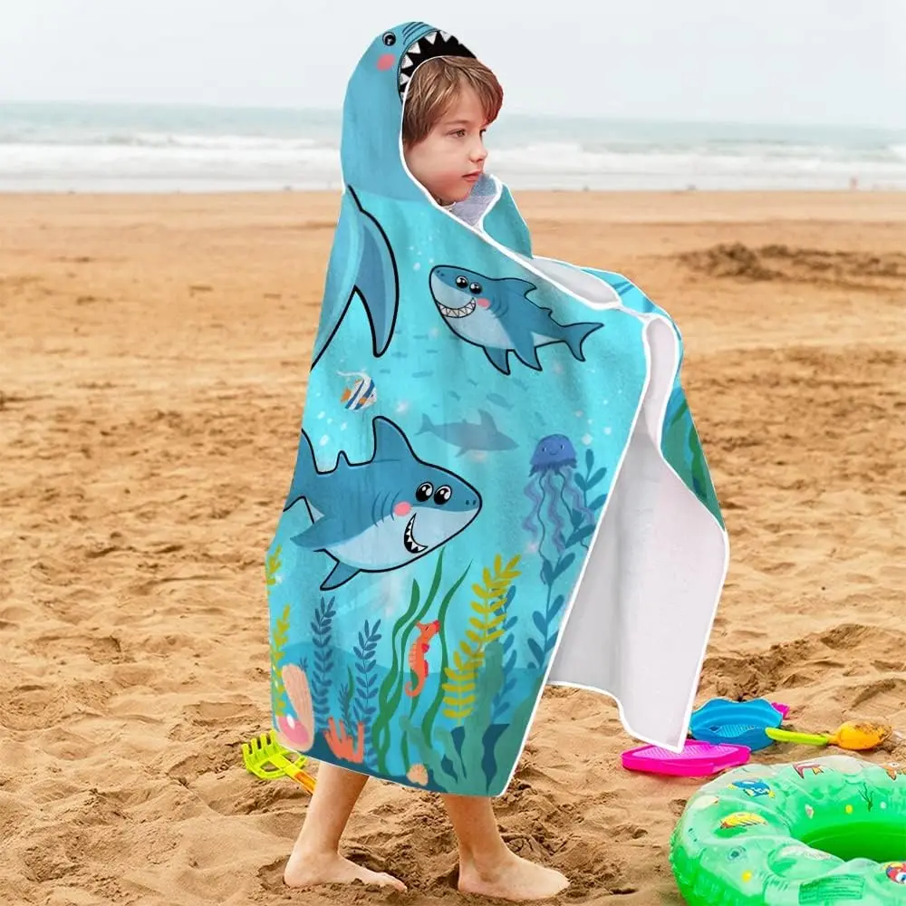 Custom Printed Microfiber Poncho Towel Hooded Beach Towel for Kids - Image 2
