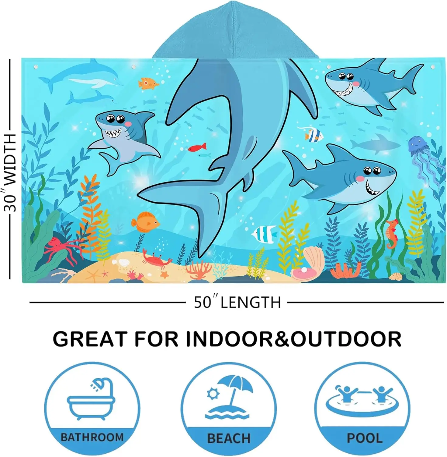 Custom Printed Microfiber Poncho Towel Hooded Beach Towel for Kids - Image 6