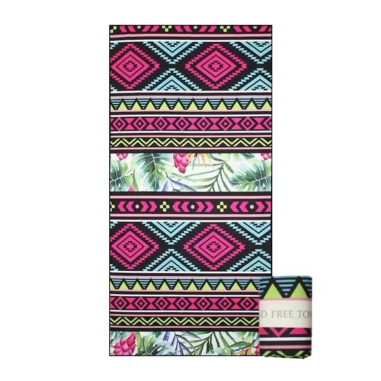 Custom Printed Microfiber Suede Beach Towel with Bag Sand Free Quick Dry - Image 4