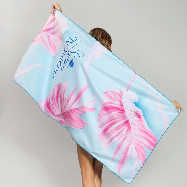 Custom Printed Microfiber Suede Beach Towel with Bag Sand Free Quick Dry - Image 6