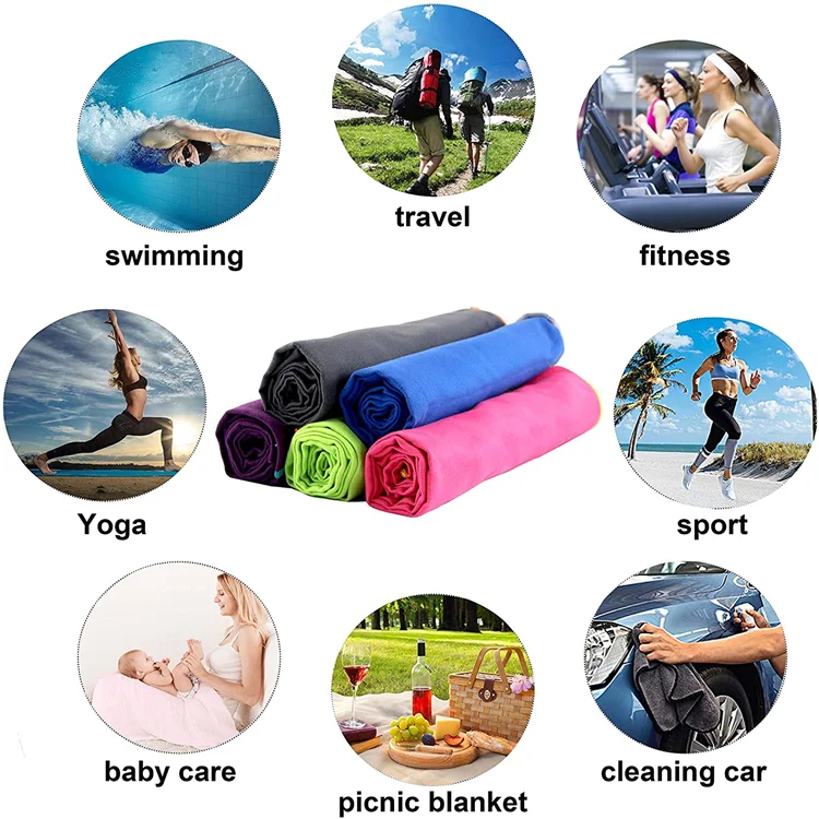 Custom Printed Microfiber Suede Quick Dry Towel Sand Free Large Beach Towel with EVA Bag - Image 6