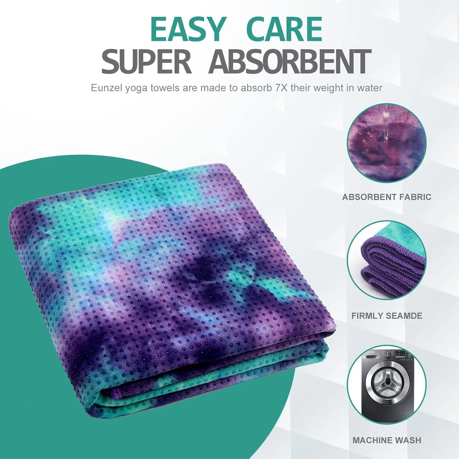 Custom Printed Microfiber Yoga Towel Non-Slip Sweat Absorbing with Corner Pockets - Image 5