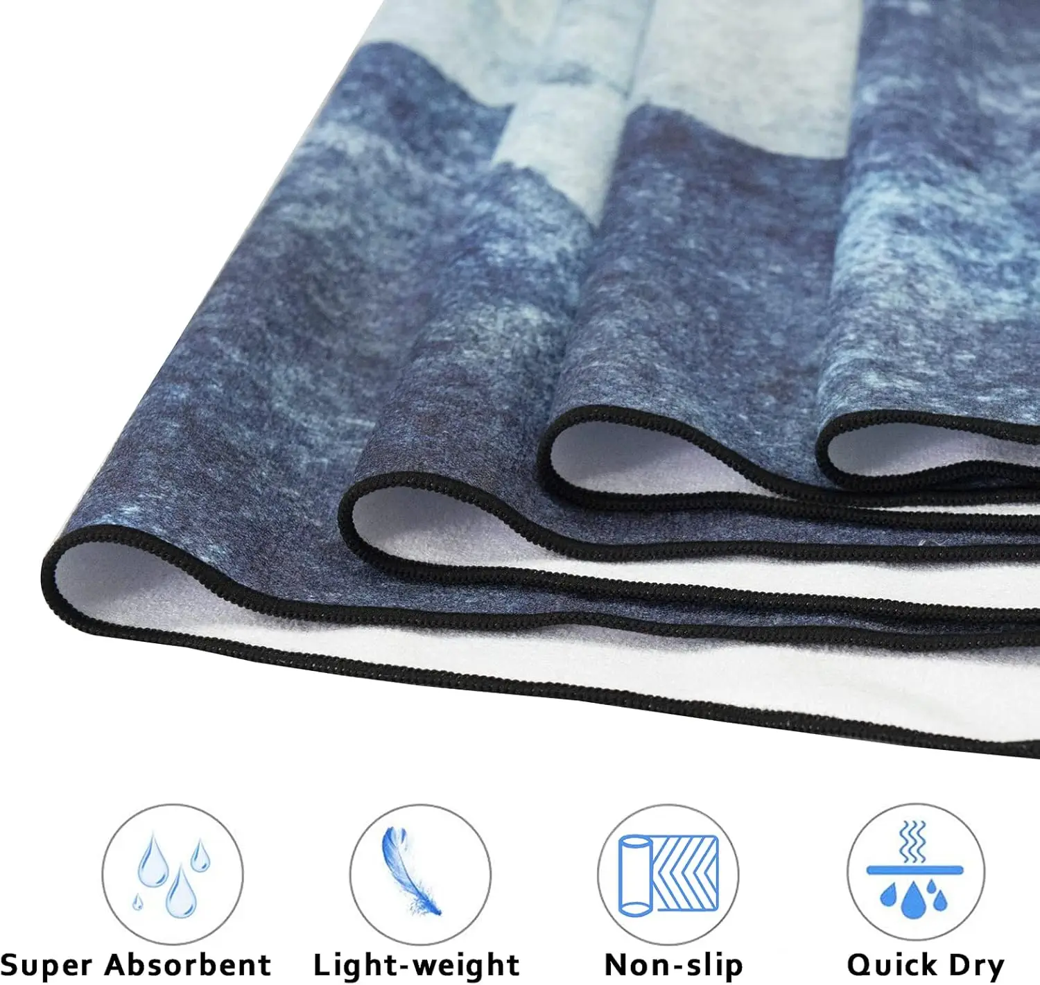 Custom Printed Microfiber Yoga Towel with Corner Pockets Non-Slip Sweat Absorbing - Image 3
