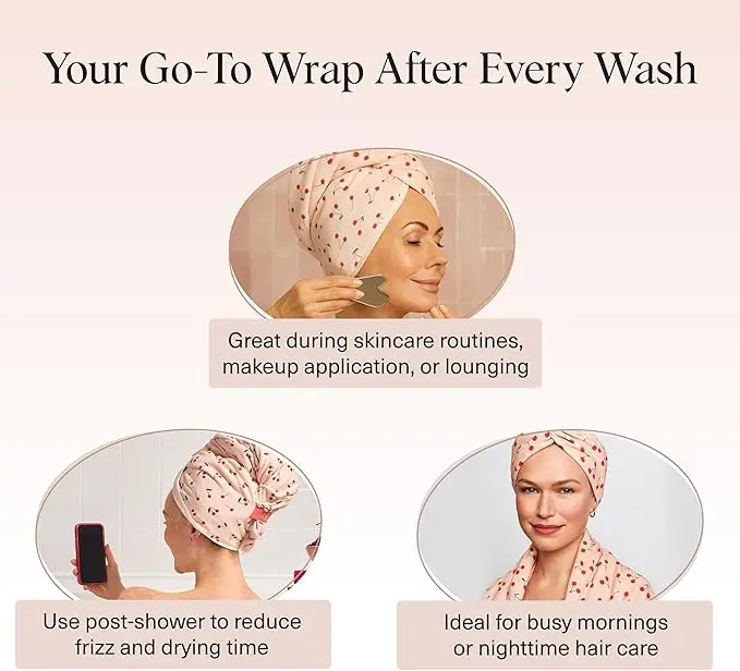 Custom Printed Quick-Dry Microfiber Hair Towel Lightweight Wrap for Travel - Image 3