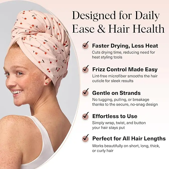 Custom Printed Quick-Dry Microfiber Hair Towel Lightweight Wrap for Travel - Image 4