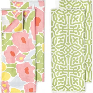 Custom Printed Rectangle Recycled Waffle Weave Tea Towels GRS Certified Quick-Dry High Absorbency