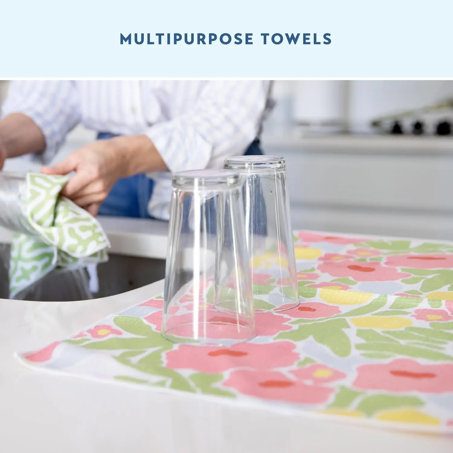 Custom Printed Rectangle Recycled Waffle Weave Tea Towels GRS Certified Quick-Dry High Absorbency - Image 2