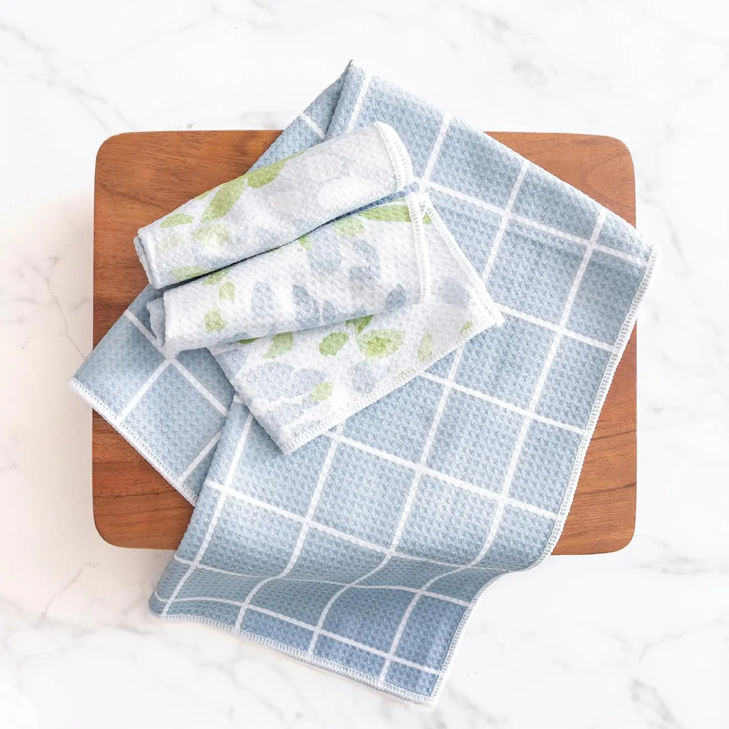 Custom Printed Rectangle Recycled Waffle Weave Tea Towels GRS Certified Quick-Dry High Absorbency - Image 4