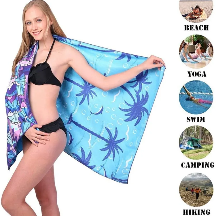 Custom Printed Recycled Microfiber Beach Towel Super Absorbent Quick-Dry - Image 2
