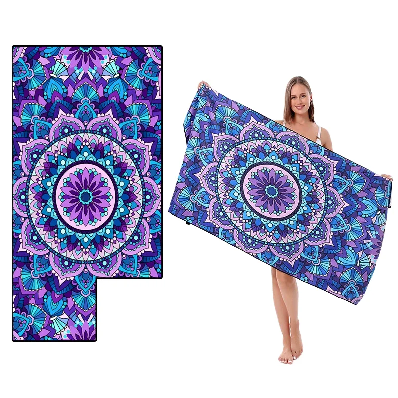 Custom Printed Recycled Microfiber Beach Towel Super Absorbent Quick-Dry - Image 3