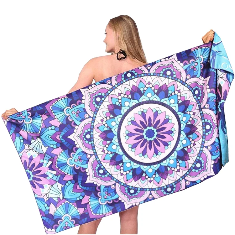 Custom Printed Recycled Microfiber Beach Towel Super Absorbent Quick-Dry - Image 4