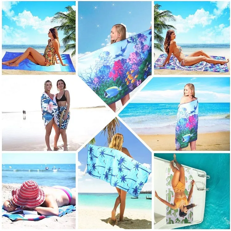 Custom Printed Recycled Microfiber Beach Towel Super Absorbent Quick-Dry - Image 6