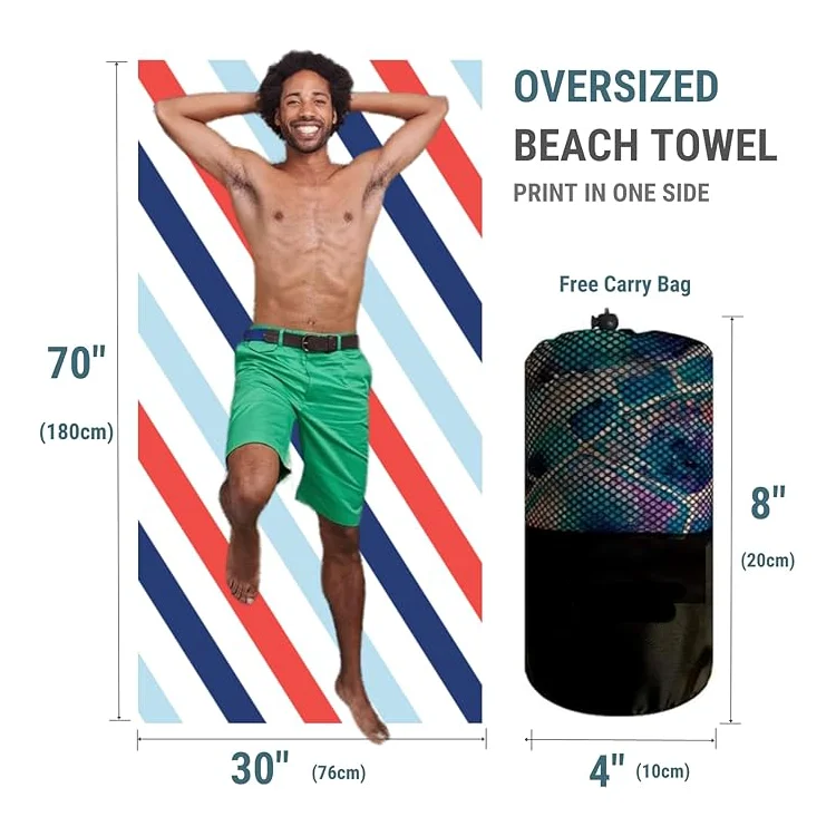 Custom Printed Sand Free Suede Microfiber 200gsm Double Sided Quick Dry Beach Towel - Image 2