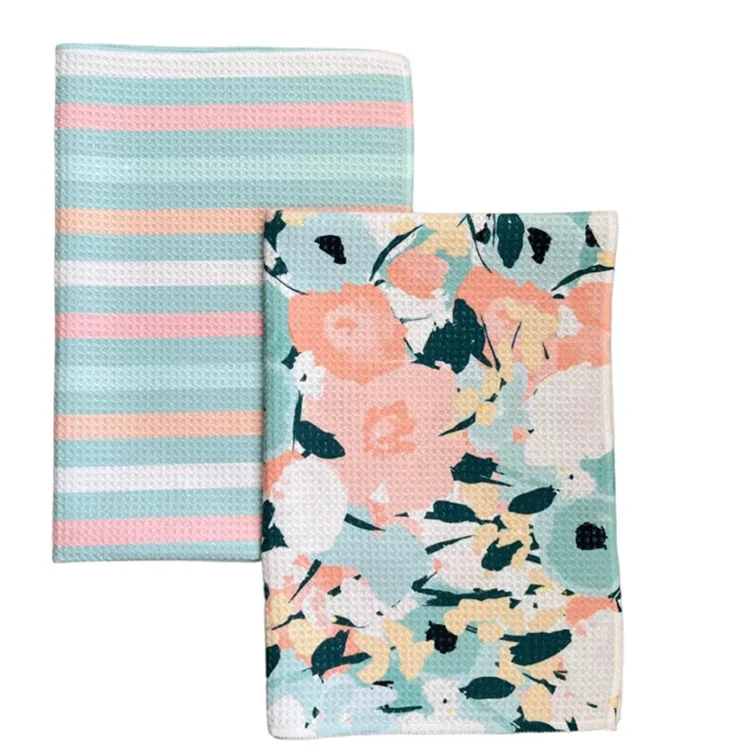 Custom Printed Waffle Weave Microfiber Kitchen Dish Towel Quick Dry Soft Absorbent Tea Towel Sports Patterns Light Weight - Image 3