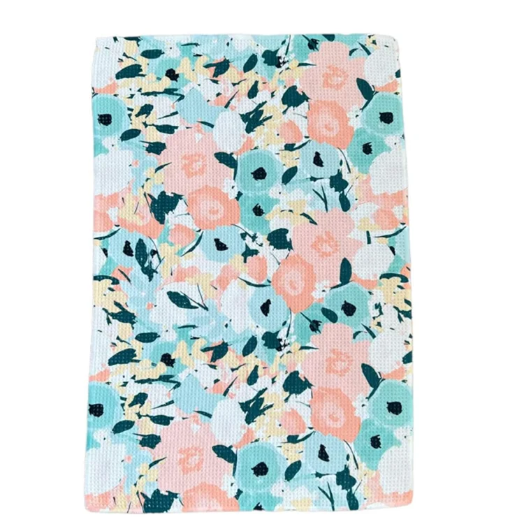 Custom Printed Waffle Weave Microfiber Kitchen Dish Towel Quick Dry Soft Absorbent Tea Towel Sports Patterns Light Weight - Image 4