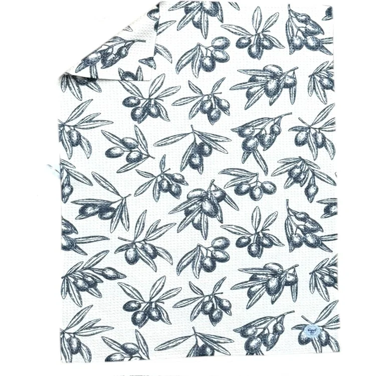 Custom Printed Woven Microfiber Waffle Dish Towel Absorbent Quick Dry Eco-Friendly Kitchen Tea Towel