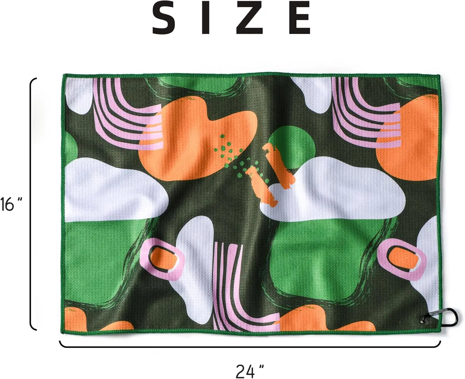 Custom Printed Woven Microfiber Waffle Golf Towel with Carabiner Clip Quick-Dry Absorbent - Image 5