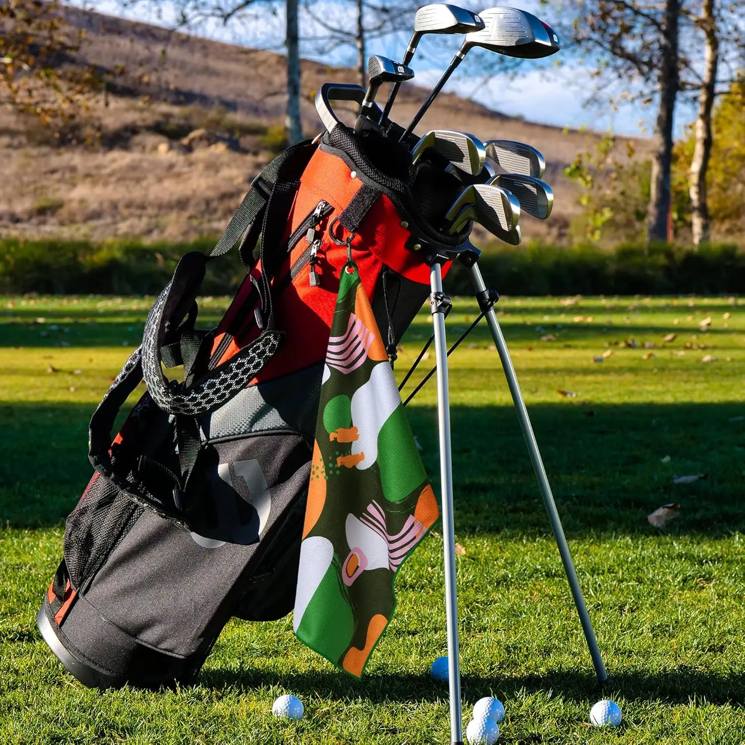 Custom Printed Woven Microfiber Waffle Golf Towel with Carabiner Clip Quick-Dry Absorbent - Image 6