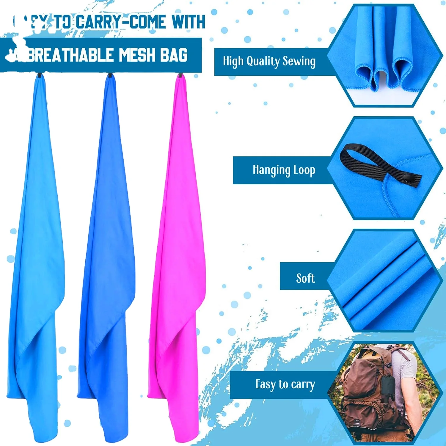 Custom Quick Dry Sports Towel Beach Summer Polyester Microfiber Custom Color Size - Image 2