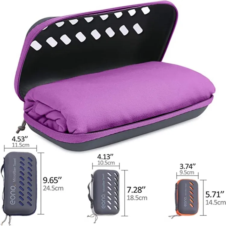 Custom Sand-Free Microfiber Beach Towel with EVA Case Lightweight Swim Gym Recycled - Image 4