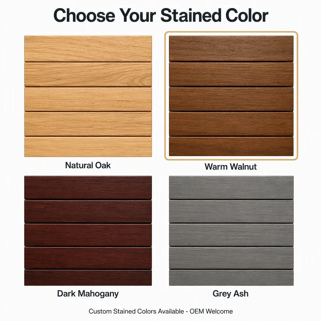 Custom Size 50mm Solid Wood Venetian Blinds Stained Color Tilt Wand Pull Cord - Image 6