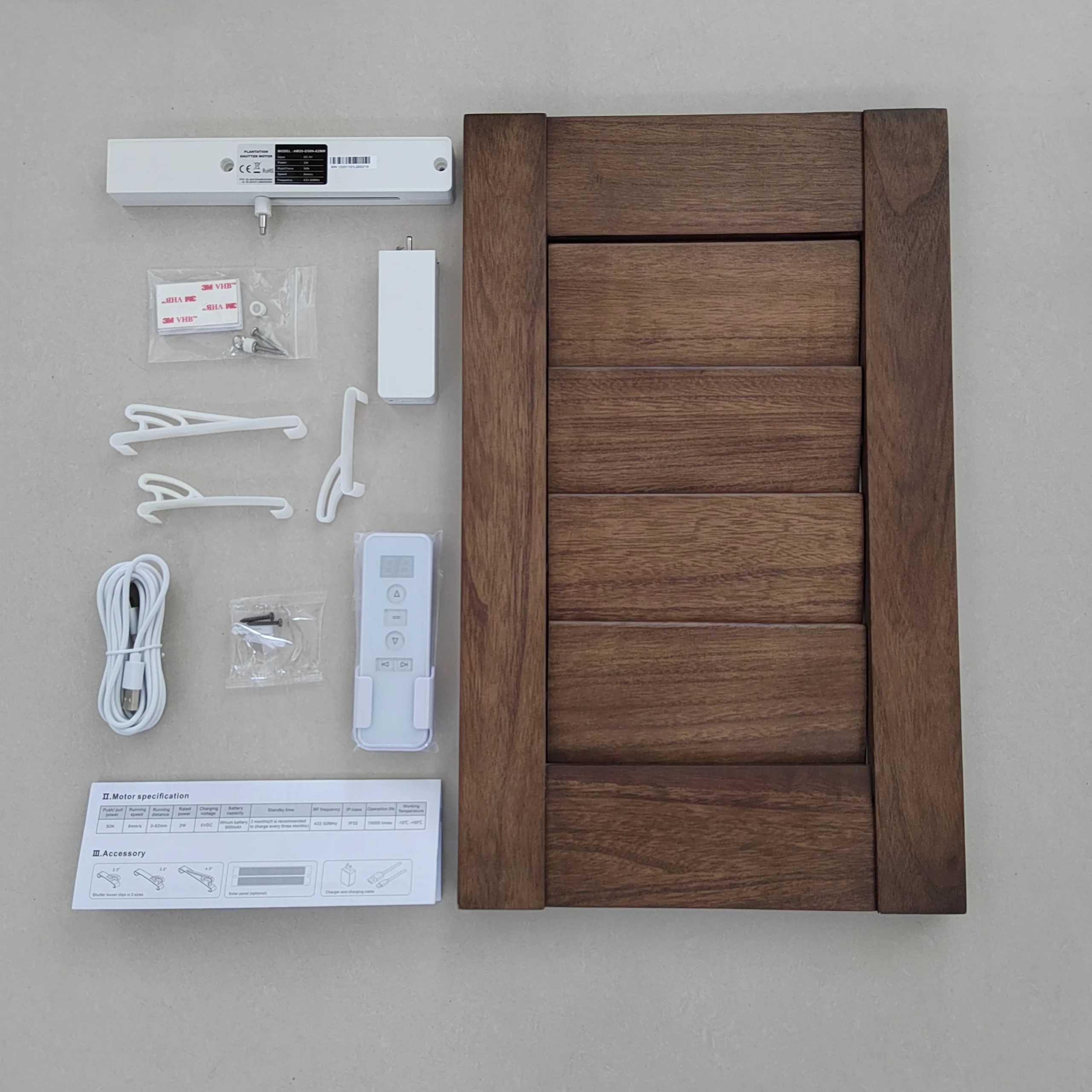 Custom Size Motorized Wood Sun Shade Shutter Louver Horizontal Pattern - Image 2