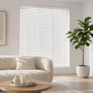 Custom Size PVC Horizontal Venetian Blinds 50mm White Waterproof UV Blocking